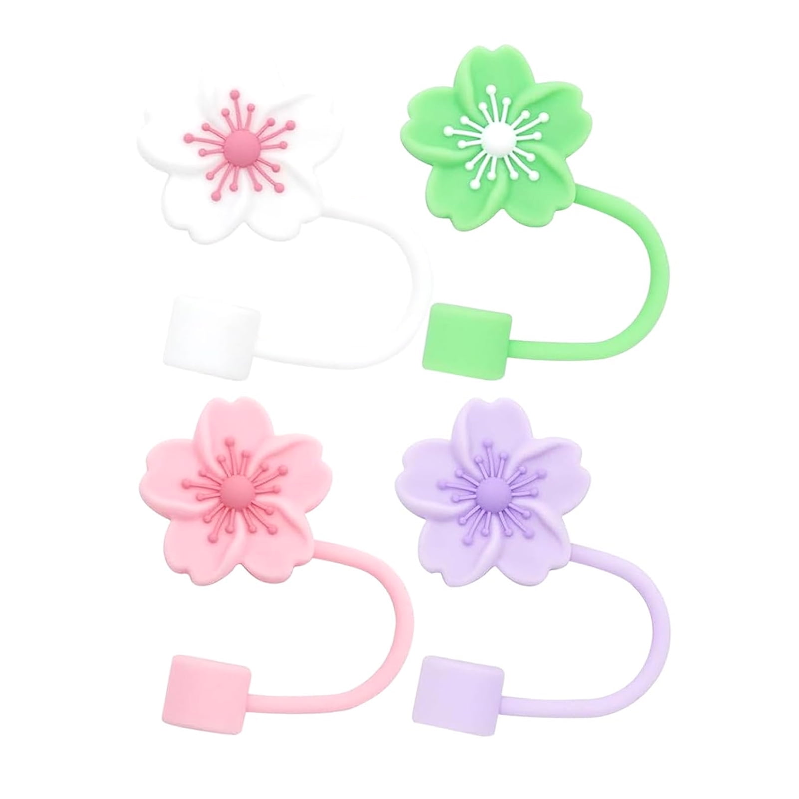 Couvercle De Paille à Fleurs En Silicone, Pour Tasse, Anti-poussière, Réutilisable, Pour Décoration De Tasse De Fête D'anniversaire
