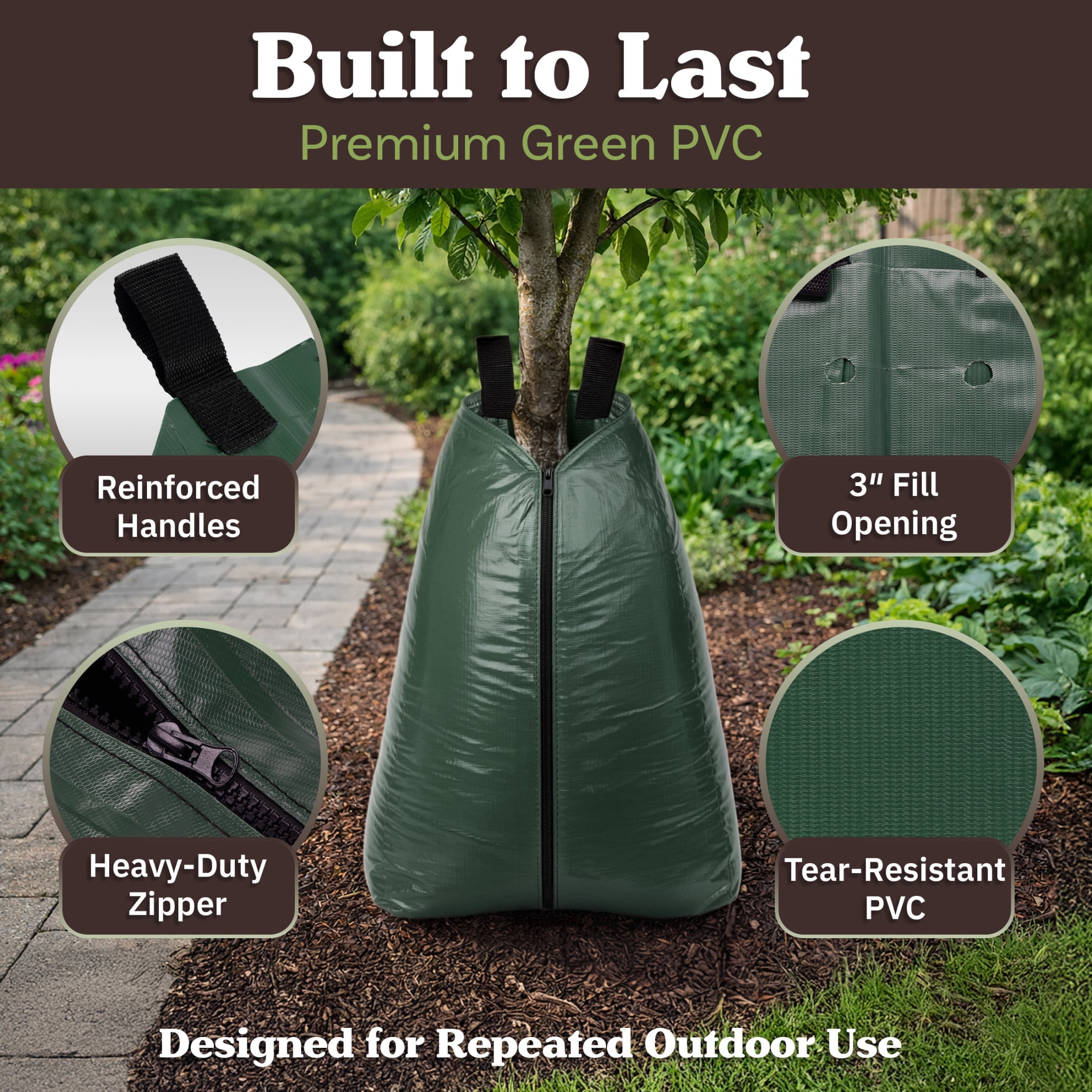 Pure Garden 20 Gallon Tree Watering Bag - Heavy Duty PVC Drip Irrigation for Deep Root Targeting