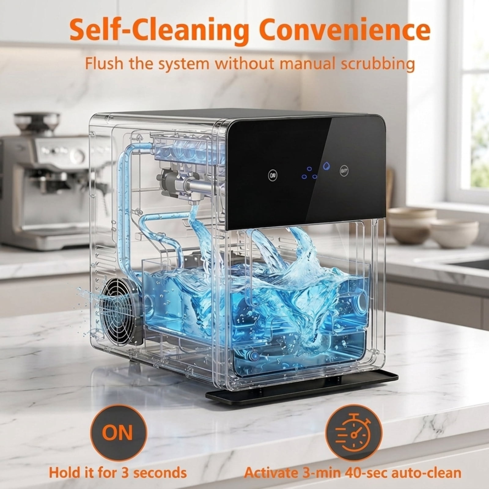 RUIE 2 Inch Ice Ball Maker Countertop, Sphere Ice Maker Machine 150 pcs/Day with Self-Cleaning for Home Bar Whiskey Cocktails, Black
