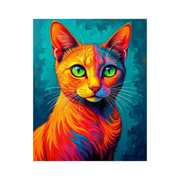Paint by Numbers Kit for Adults, Colorful Vibrant Cat Portrait Art Paint by Numbers, Easy Paint by Numbers Kit for Adults Beginner, DIY Adult Paint by Number Kits on Canvas, Home Decor