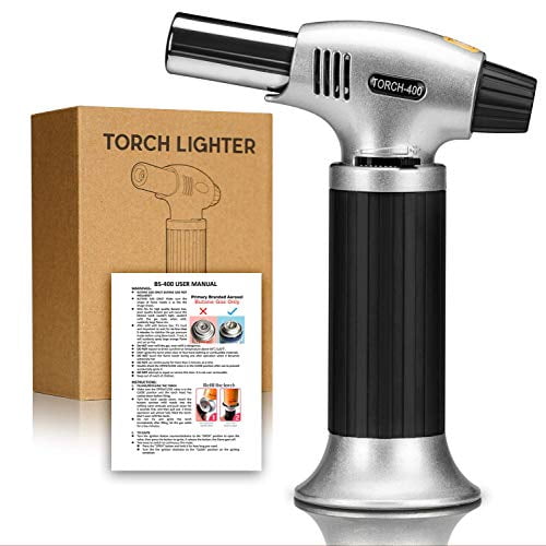 iVict Culinary Torch Baking Butane Torch Lighters with Safety Lock and Adjustable Flame Desserts Butane Gas Not Included Steaks Crafts Refillable Kitchen Blow Torch for BBQ Creme Brulee 