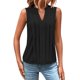 thumbnail image 1 of Top sin mangas con cuello en V y pliegues para mujer, poliéster-spandex, tallas S-XXL, elegante/casual, bloques de color, 1 of 5