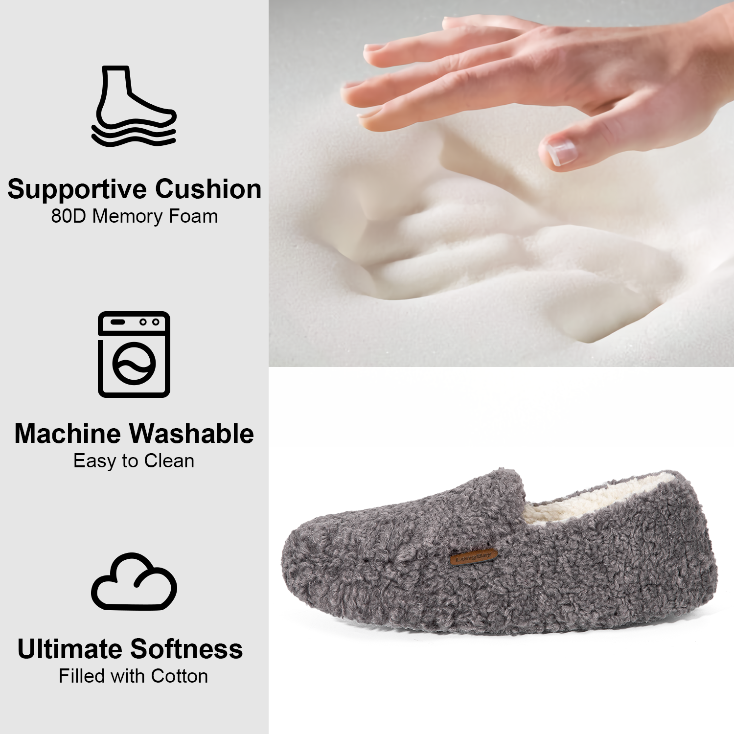 LongBay Women's Fuzzy Shearling Memory Foam Slippers photo 3