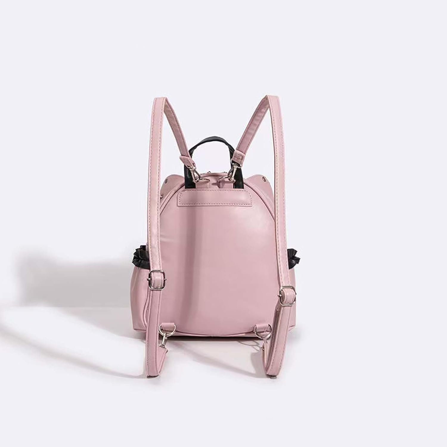 Baguery Kawaii Cat Ear Lolita Drawstring Backpack - Y2K Japanese Ins Style, Gothic Butterfly Bag with Corset Lacing (Black/Grey/Pink)​