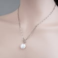 thumbnail image 3 of Lsnesstla Pearl Pendant Toggle Paperclip Necklaces for Women Stainless Steel Paperclip Chain Necklace Freshwater Round Pearl Jewelry for Wife Mother Girlfriend, 3 of 7