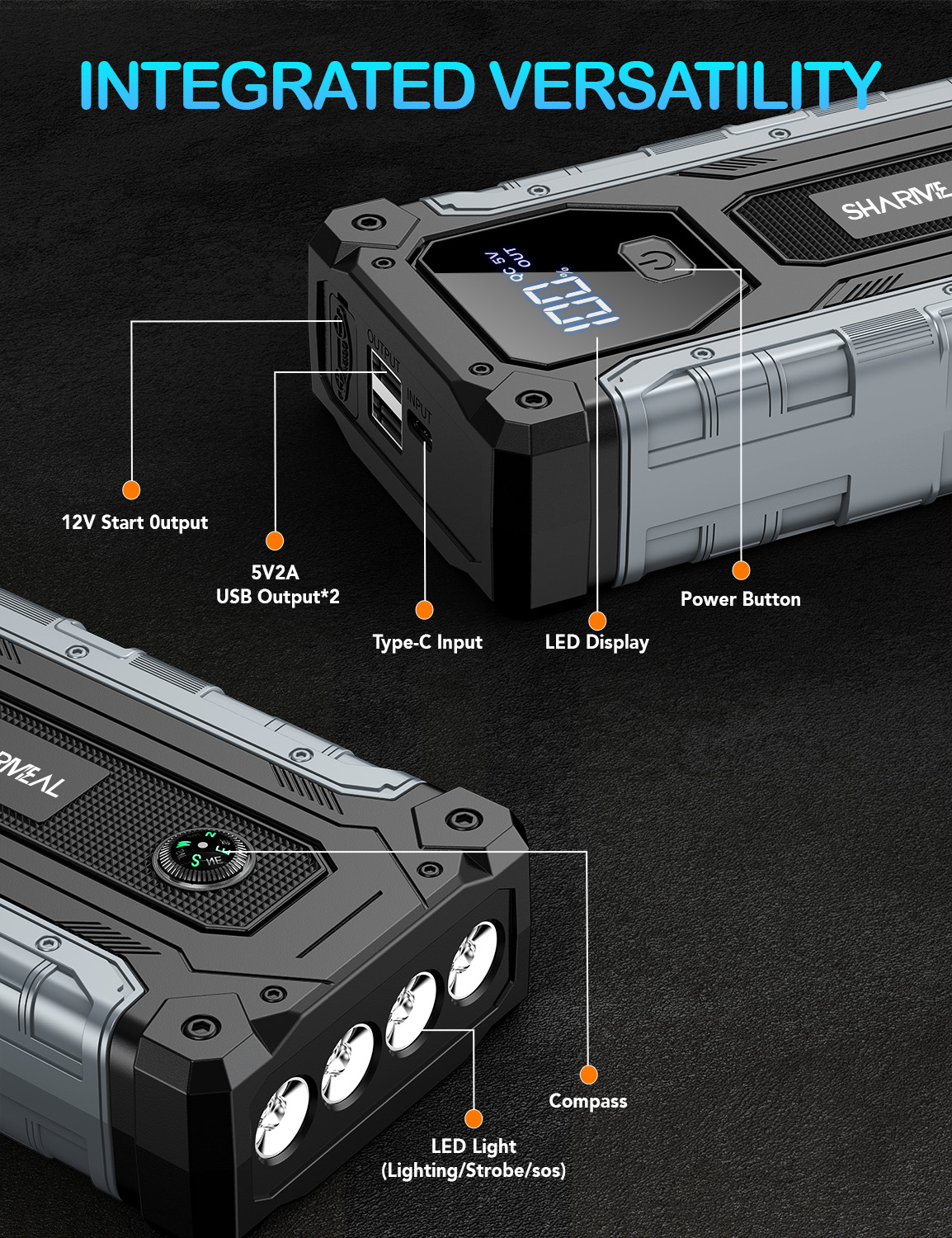 Sharmeal 7000A Portable Car Jump Starter with USB Ports photo 5