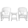 thumbnail image 6 of Jeco 3 Piece Resin Wicker Outdoor Patio Rocker Chair with End Table Set in White, 6 of 6