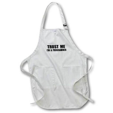 

3dRose Trust me Im a Programmer. Programming work humor. funny job text gift Full Length Apron 22 by 30-inch Black With Pockets
