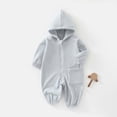 thumbnail image 2 of Likimi Infant Baby Boys Jumpsuits Hooded Zipper Solid Color Long Sleeve Romper For Baby Autumn Winter Fashion Clothes Blue Size 2-3 Years, 2 of 7