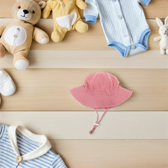 LOLIPPYY infant bucket hat Pink Cotton 1Pcs UV Blocking Simple Design for Newborns Daily Outings