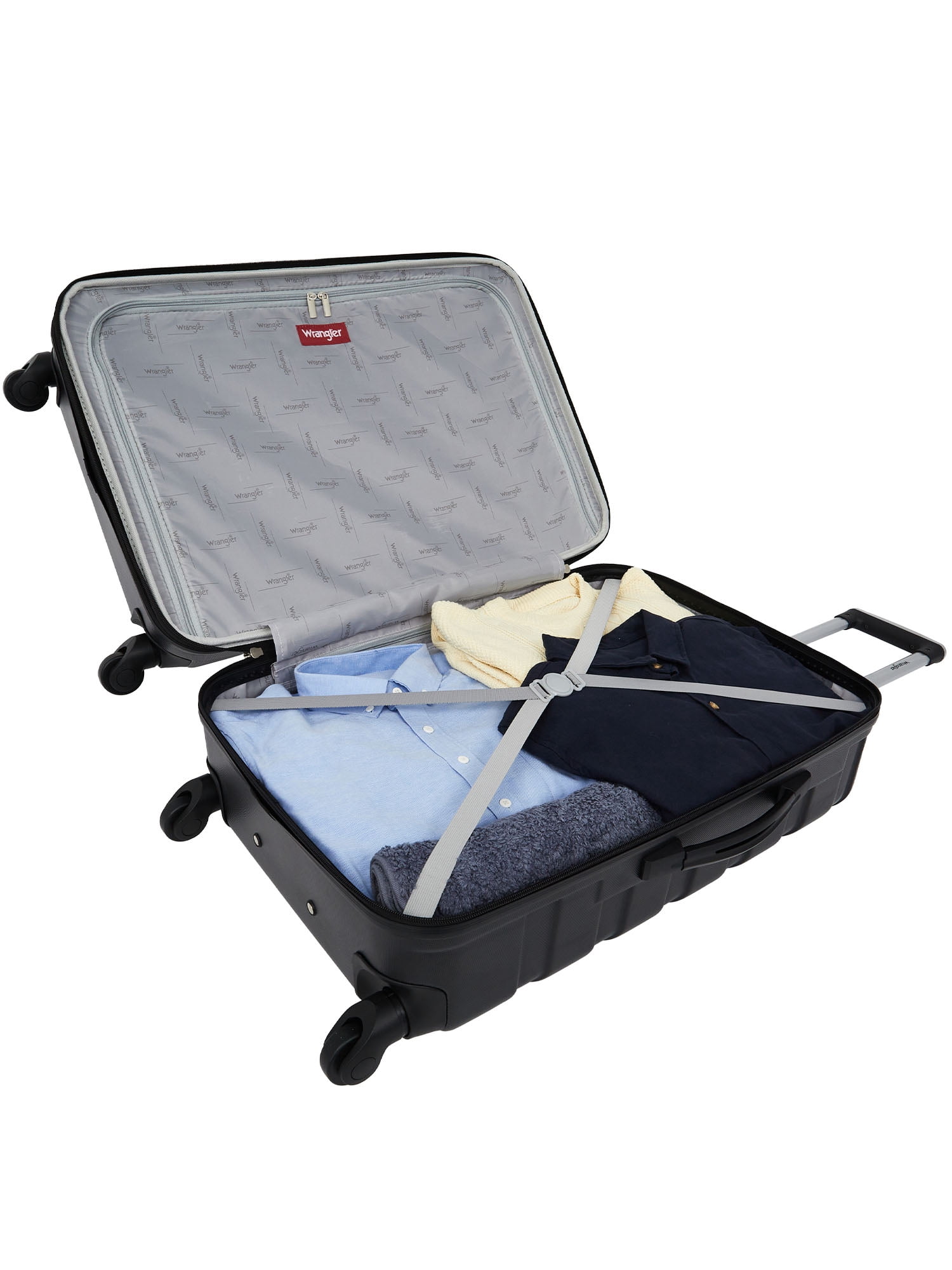 Wrangler 29-inch Large Expandable Rolling Spinner Upright, Black