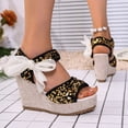 thumbnail image 4 of Miqool Women's Platform Wedge Heel Summer Casual Chic Peep Toe Open Toe Sequin Bowknot Thick Sole Fish Mouth Dress Shoes, 4 of 9