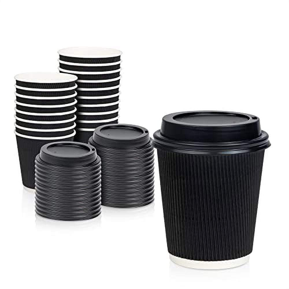 Coffee Cups Disposable Chef Royale 100x 12oz Black Ripple Cups | Offer ...