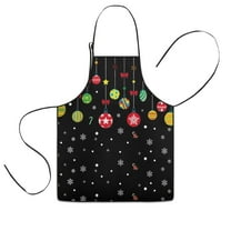 Black Christmas Ornament Pattern Kids Aprons for Girls and Boys,Adjustable Neck Strap Toddler Aprons for Kids Cooking Baking