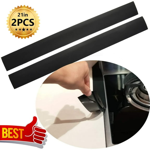 Stove Counter Gap Cover, Kitchen Silicone Oven Gap Filler – 21 Inches Countertop Strips Gap Guard, Easy to Clean (Black)