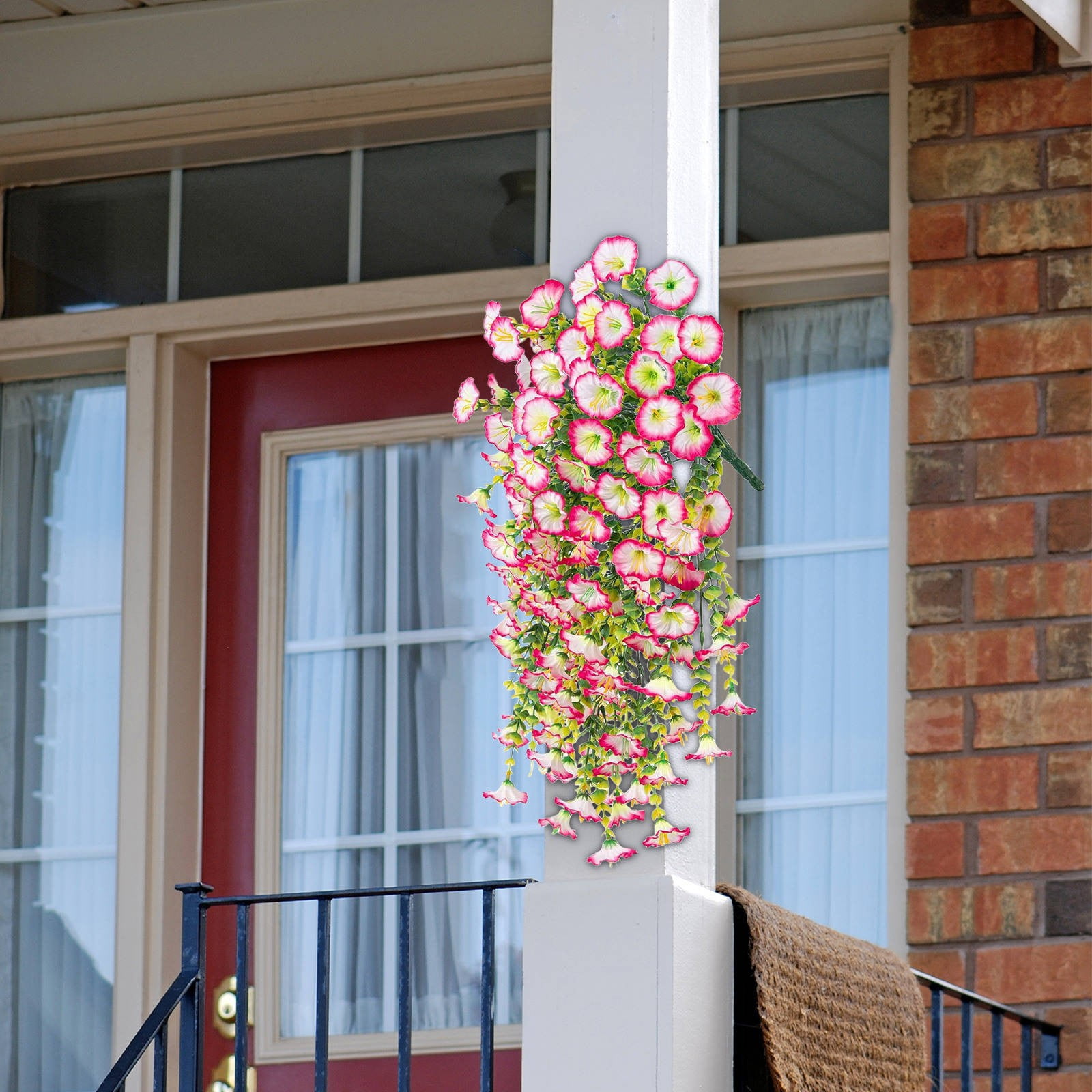 Elainilye Hanging Morning Glory Artificial Flower, Artificial Flowers for Outdoor, Hanging Baskets Fake Flowers for Home Porch Patio Balcony