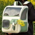 thumbnail image 2 of Mochila portátil para mascotas, con malla transpirable, para gatos y perros, para exteriores, color verde y blanco, 2 of 8