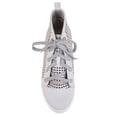 thumbnail image 5 of Womens Faux Leather High-top Lace-up Laser-cut Sneakers, 5 of 8