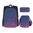 thumbnail image 1 of Easygdp Violet Glitter Mochila para Niños y Niñas con Set de Caja de Almuerzo y Estuche para Lápices 3 en 1, Mochila Escolar Estampada para Adolescentes, 1 of 7