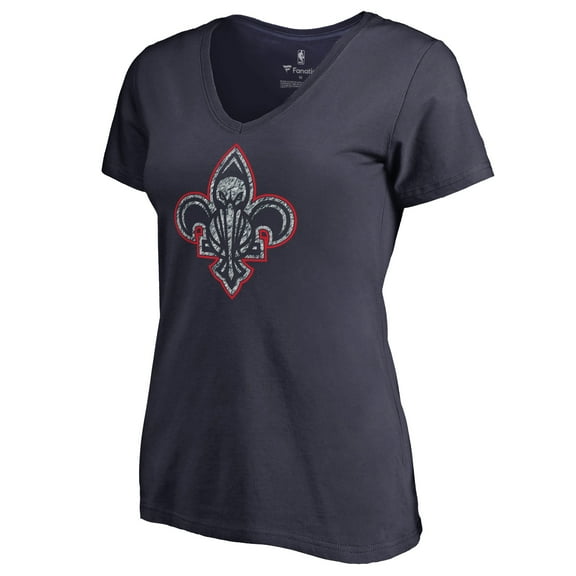 Women's Navy New Orleans Pelicans Static Logo V-Neck T-Shirt