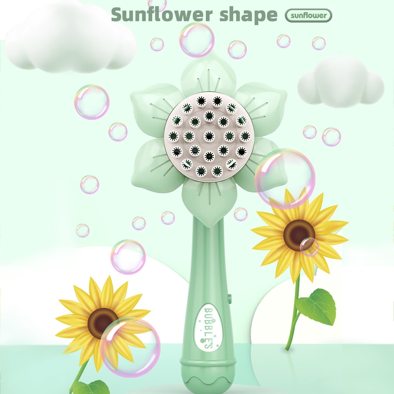 Sunflower Shape 23 Hole Bubble Blower with 50ml Bubble Solution for Outdoor Interactive Play, Summer Water Activities, Backyard Fun and Festive Events with Easy Operation and Colorful Bubbles