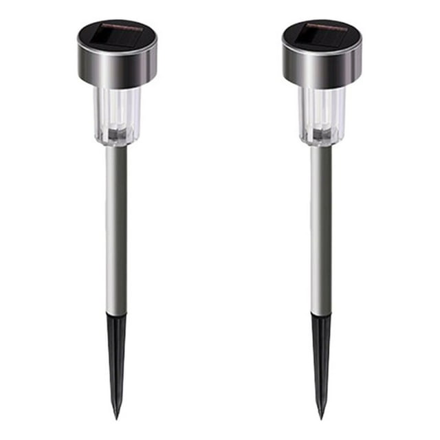 Tubes Lumineux à Énergie Solaire pour Chemin Extérieur en ABS et Acier Inoxydable Multicolore 2 Pcs