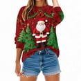 thumbnail image 5 of YUGYXL Christmas Sweatshirt for Women Fleece Lined Long Sleeve Crewneck Cute Print Holiday Party Pullover Tops C Red XXL, 5 of 9