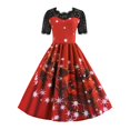 thumbnail image 1 of Vestido De Navidad De Manga Corta Con Estampado Vintage Vestidos De Encaje Para Mujer (Rojo Xl) Tmvgtek Mujer, 1 of 9