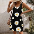 thumbnail image 3 of Lovskoo Summer Dresses for Women 2024 Sleeveless Mini Dress Sundresses Floral Printed Casual with Pockets Boho Beach Dress T-Shirts Dress V Neck Loose Tank Dresses Black L, 3 of 4