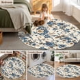thumbnail image 6 of Blue Spring Floral Large Area Rugs for Bedroom Living Room, Soft Non Slip Carpet Bedside Rug, Vintage Botanical Farmhouse Round Floor Cover Kitchen Accent Rug 3.3' for Dining Room/Office, 6 of 9