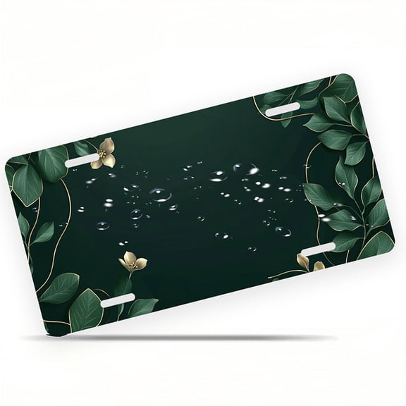 Greenery and Floral Frame Funny Personalized License Plate Rust-proof Stainless Steel Metal License Plate Suitable For Men And Women 12.2" x 6.2"