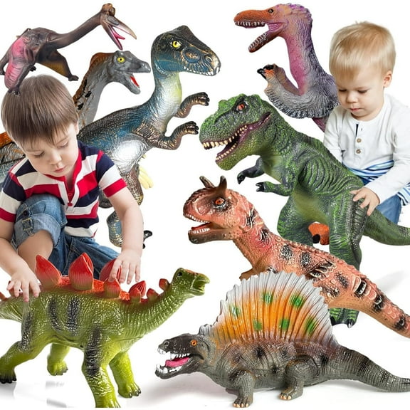 8 PCS Dinosaur Toys for Kids Toddler Ages 5-7 Years, Jumbo Dinosaur Toys for Boys and Girls, Large Soft Dinosaur Toys for Dinosaur Lovers - Perfect Dinosaur Party Favors, Birthday Gifts