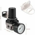 thumbnail image 4 of Air Pressure Regulator, AR2000-02 G1/4 Pneumatic Control Compressor with Gauge, 1/4" Aluminum Alloy Adjustable Air Pressure Gauge Valve with Bracket, 4 of 4