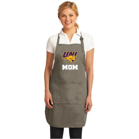 UNI Mom Apron University of Northern Iowa Mom APRONS w/ Pockets & Adjustable Neck