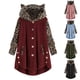 thumbnail image 4 of Chaqueta de lana para mujer Abrigos de imitación Sudadera con capucha Botón Sudadera con capucha Bolsillo con orejas de gato Prendas de vestir de gran tamaño Fridja  po265, 4 of 5