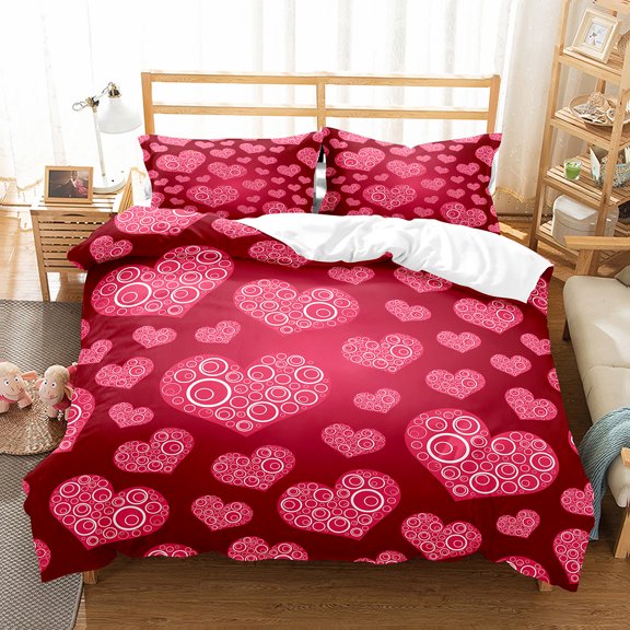 Love Heart Duvet Cover Set Single King tic Theme Bedding Set Rose Floral Comforter Cover For Valenti