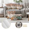 thumbnail image 6 of Orange Green Pumpkins Fall Outdoor Waterproof Pillow Covers, Thanksgiving Floral Botanical Rustic Decorative Square Throw Pillowcase Sofa Cushion Sham for Patio/Couch/Chair, 18"x18" 2 Pack, 6 of 8
