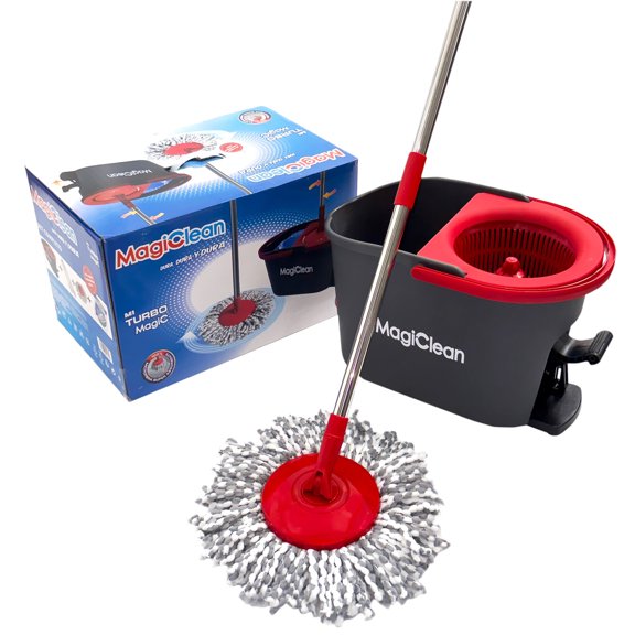 Trapeador Mop y cubo MAGICLEAN Turbo Magic M1 Incluye un trapeador de repuesto extra 100% microfibra