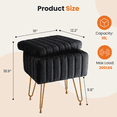 thumbnail image 6 of CONCETTA Storage Ottoman Bench, Faux Fur Vanity Footstool with Hidden Storage, Padded Seat & Adjustable Feet for Bedroom, Makeup Room, Entryway，Black, 6 of 10