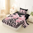 thumbnail image 2 of Erosebridal Pink Bowknot Kids Twin Sheet Sets,Chic Zebra Stripe Print Bedding For Girls 3 Pieces, 2 of 6
