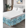 thumbnail image 4 of Ocean Sea Bed Skirt California King Size 18" Drop Turtle Starfish Undersea Blue Nautical Vintage Ruffled Wrap Around Bed Skirts Adjustable Elastic Bedskirt Dust Ruffle for California King Size Bed, 4 of 7