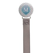 Personalized Initial Grey Chevron Pacifier Clip
