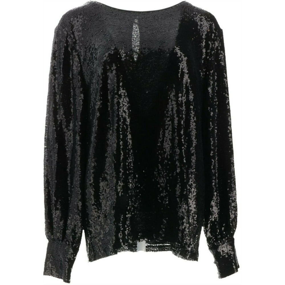 Martha Stewart - Martha Stewart Sequin Blouse Blouson Cuffed Slvs NEW ...