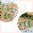 thumbnail image 5 of 30Pcs Green Press on Nails Medium Almond Fake Nails with 3D Pearl Gold Beads Designs Stick on Nails 3D Flower Butterfly False Nails Spring Summer Acrylic Nails Silver Star Glue on Nails for Women, 5 of 6