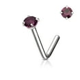thumbnail image 2 of Anneau de Nez en Forme de L Vis en Acier Chirurgical Perçage 3MM Ensemble CZ Gem 20G 18G 6MM, 2 of 10