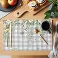 thumbnail image 2 of Watercolor Floral Placemats Set of 4, Spring Flowers Leaves Plants Gray Plaid Placemats for Dining Table, Place Mats for Kitchen Tabletop, Waterproof Wipeable Dining Table Mats Set, 2 of 9