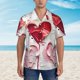thumbnail image 2 of Balery Textured Heart Abstract Art Camisas hawaianas de manga corta para hombre, camisas playeras de corte holgado, camisas de vacaciones con botones,3X-Large, 2 of 7