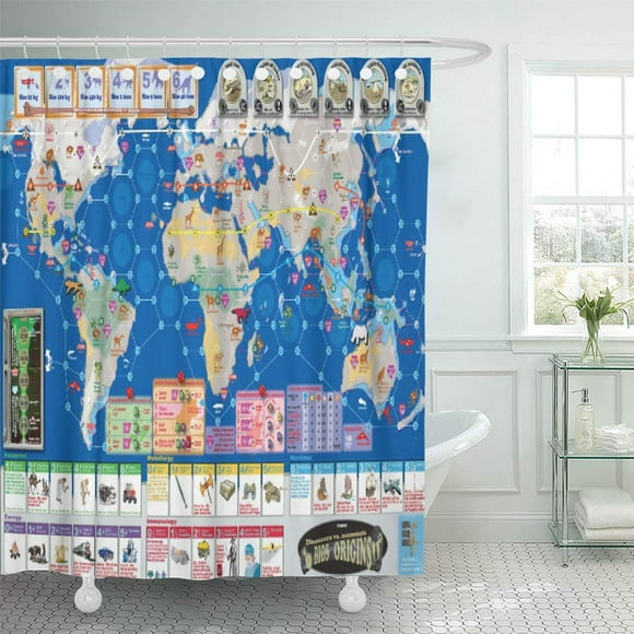 YUSDECOR Megafauna Bios Origins Map Sierra Madre Games Eklund Climate Bathroom Decor Bath Shower Curtain 60x72 inch
