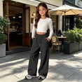 thumbnail image 2 of Kcolen Boys Sweatpants Size 5T,Tween Girls School Uniform Straight Leg Pants Preppy Pull On Loose Fit Casual Trousers Back To School Clothes for Girls,Dark Gray, 2 of 8
