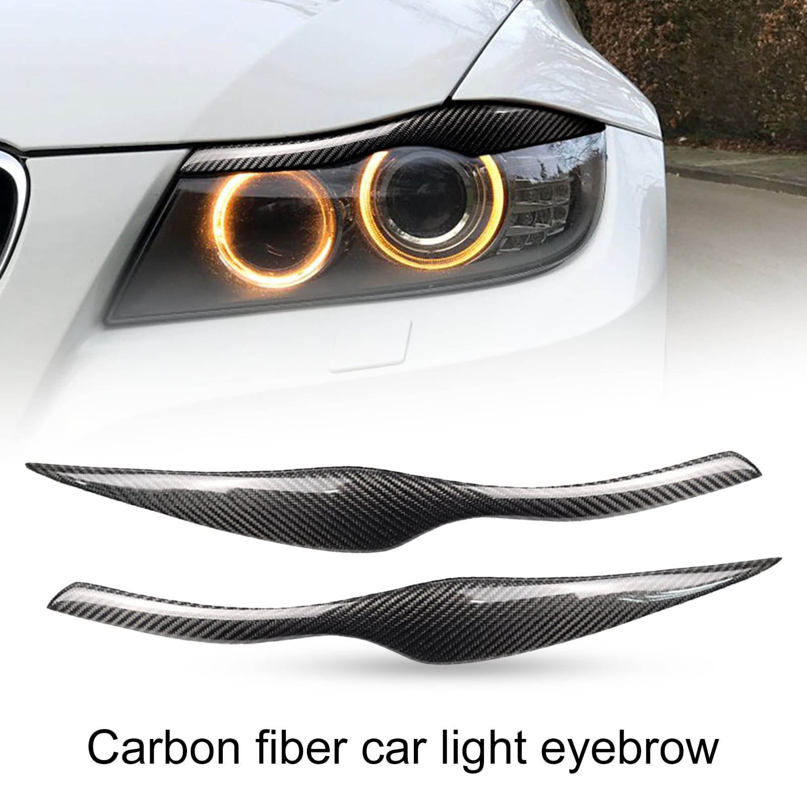 Carbon Fiber Headlight Eye Lid Eyebrow Trim Cover 2pcs 